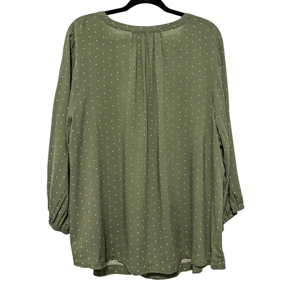 Croft & Barrow Plus Green Dot Print Blouse 2X NWT Fall Ready - Picture 2 of 10